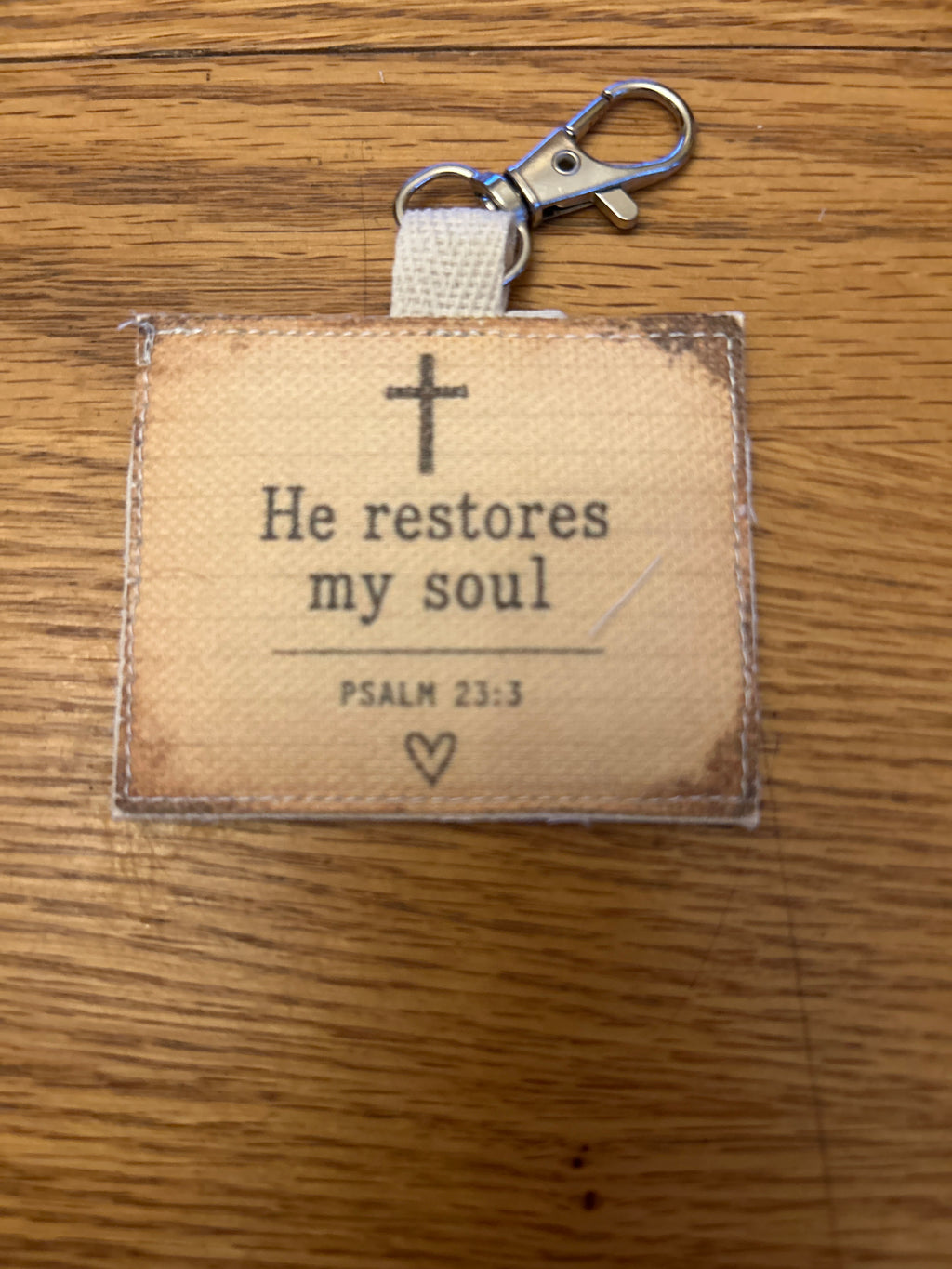 Vintage Quilt Bag Tag ~ He Restores my Soul