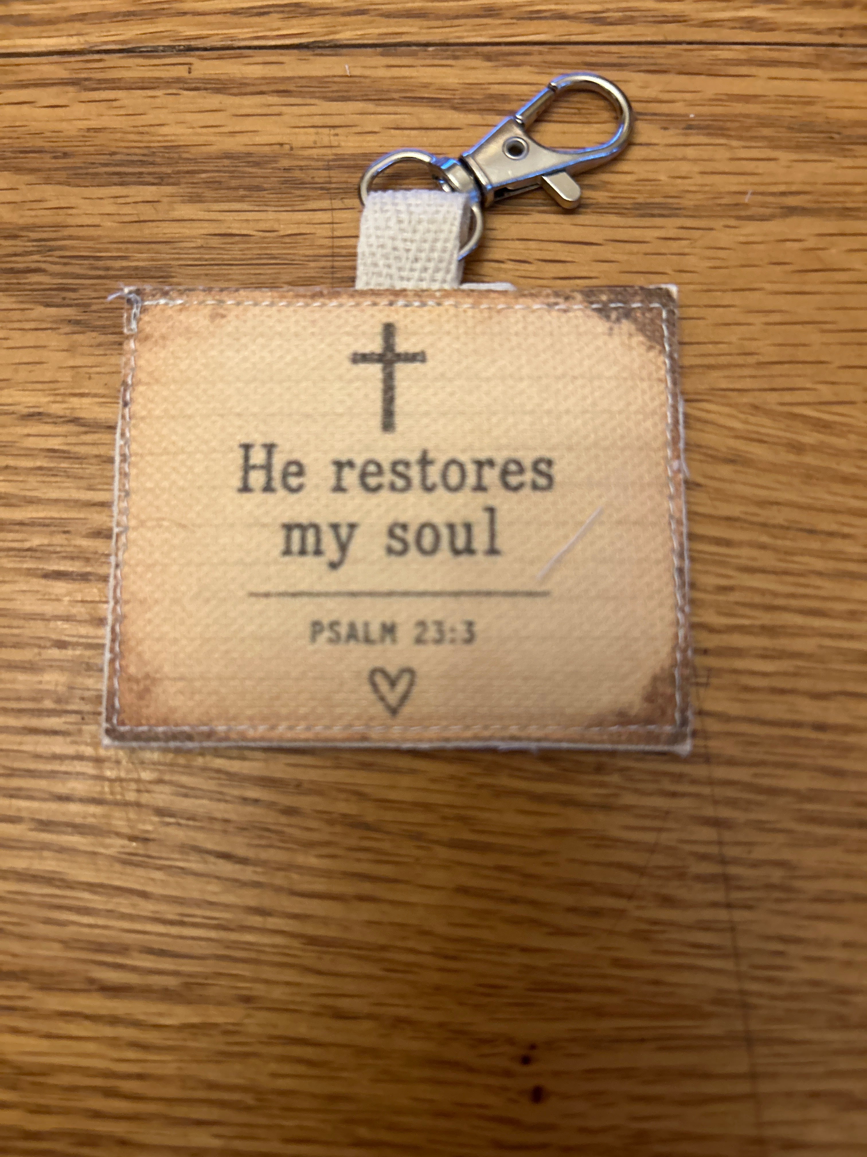 Vintage Quilt Bag Tag ~ He Restores my Soul